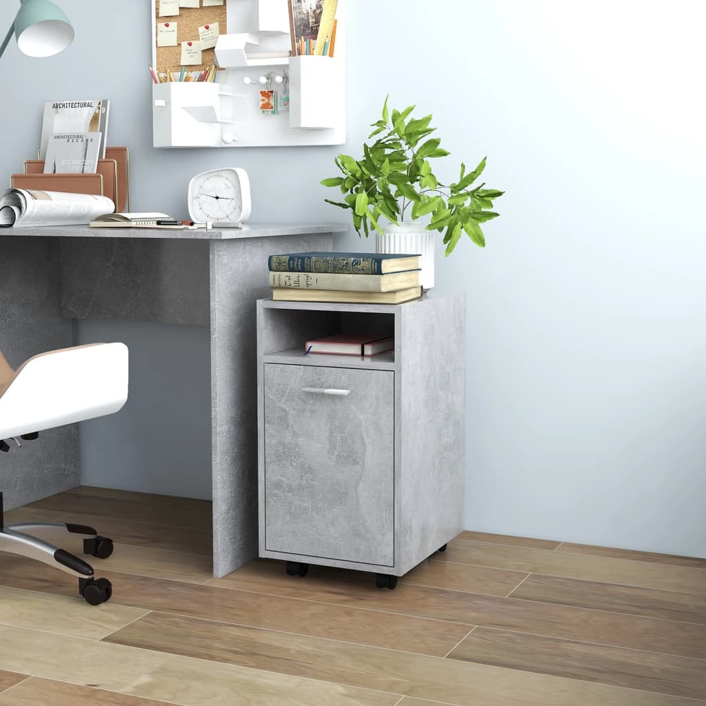 Vidaxl bijzetkast met wielen 33x38x60 cm bewerkt hout betongrijs