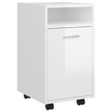 Vidaxl bijzetkast met wielen 33x38x60 cm bewerkt hout hoogglans wit