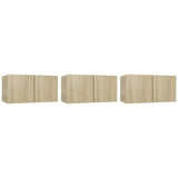 Vidaxl tv-hangmeubelen 3 st 60x30x30 cm sonoma eikenkleurig
