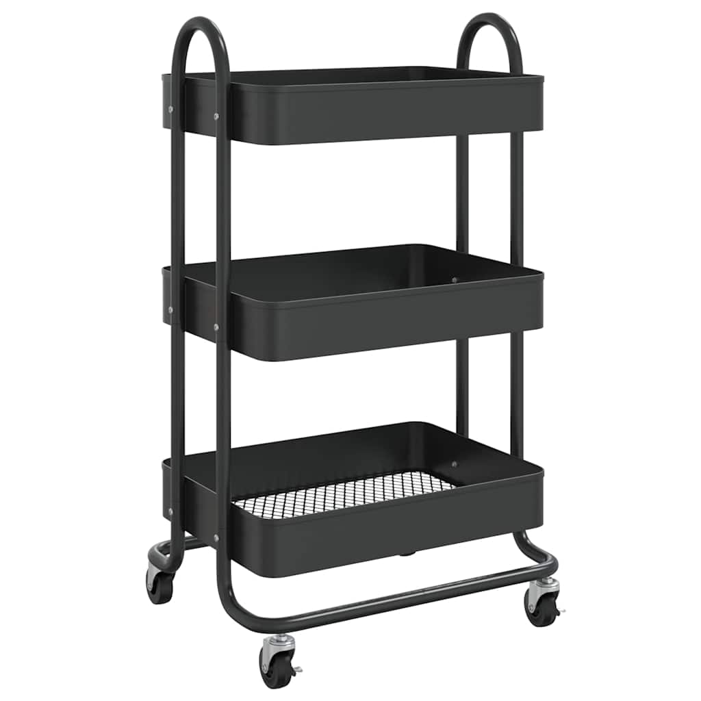 Vidaxl trolley 3-laags 43x34x79 cm staal zwart