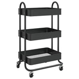 Vidaxl trolley 3-laags 43x34x79 cm staal zwart