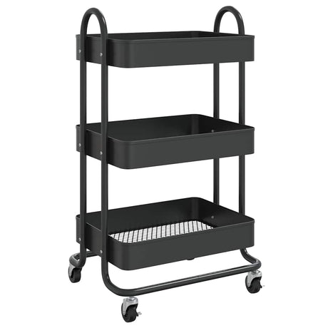 Vidaxl trolley 3-laags 43x34x79 cm staal zwart