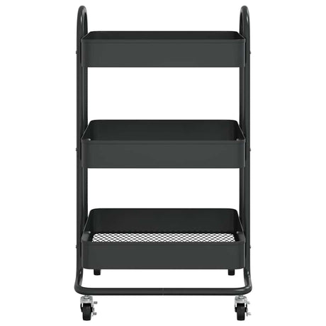 Vidaxl trolley 3-laags 43x34x79 cm staal zwart