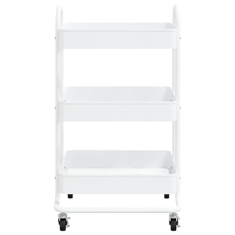 Vidaxl trolley 3-laags 43x34x79 cm staal wit