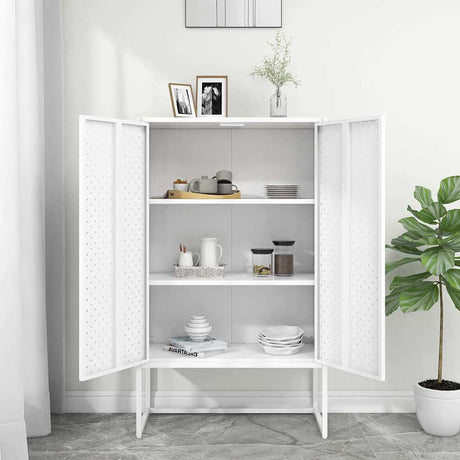 Vidaxl hoge kast 80x35x135 cm staal wit