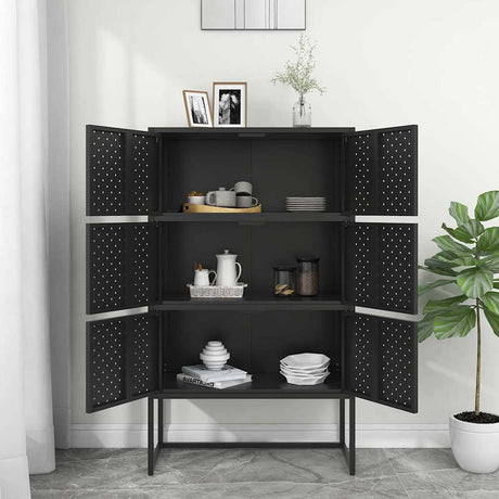 Vidaxl hoge kast 80x35x135 cm staal zwart