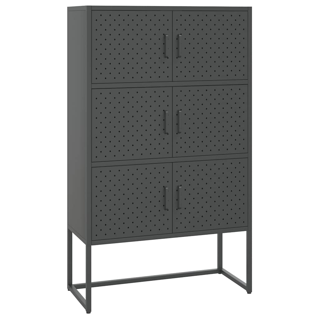 Vidaxl hoge kast 80x35x135 cm staal antracietkleurig