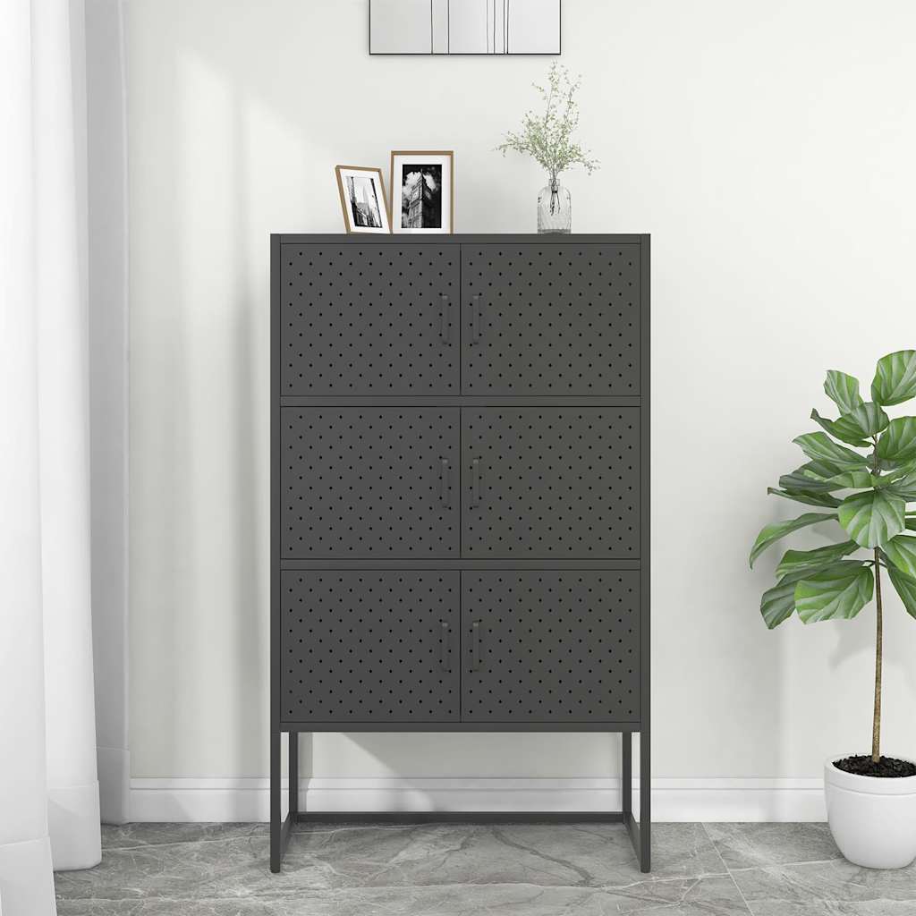 Vidaxl hoge kast 80x35x135 cm staal antracietkleurig
