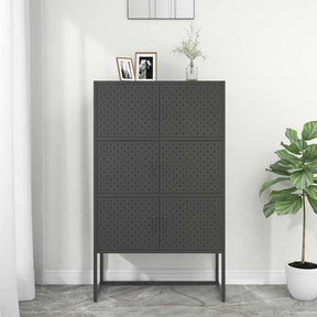Vidaxl hoge kast 80x35x135 cm staal antracietkleurig