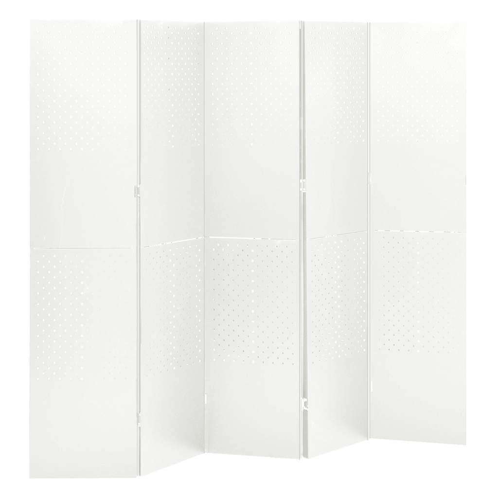Vidaxl kamerscherm met 5 panelen 200x180 cm staal wit
