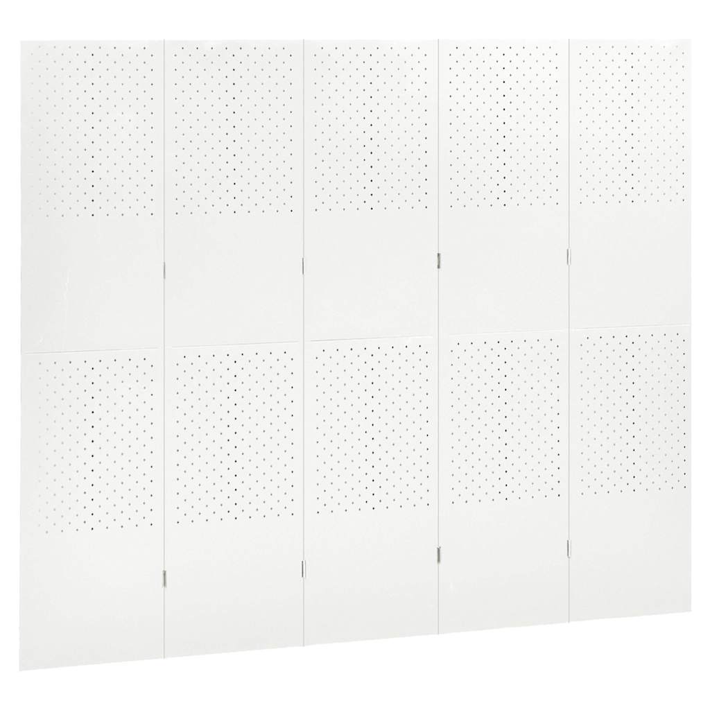 Vidaxl kamerscherm met 5 panelen 200x180 cm staal wit