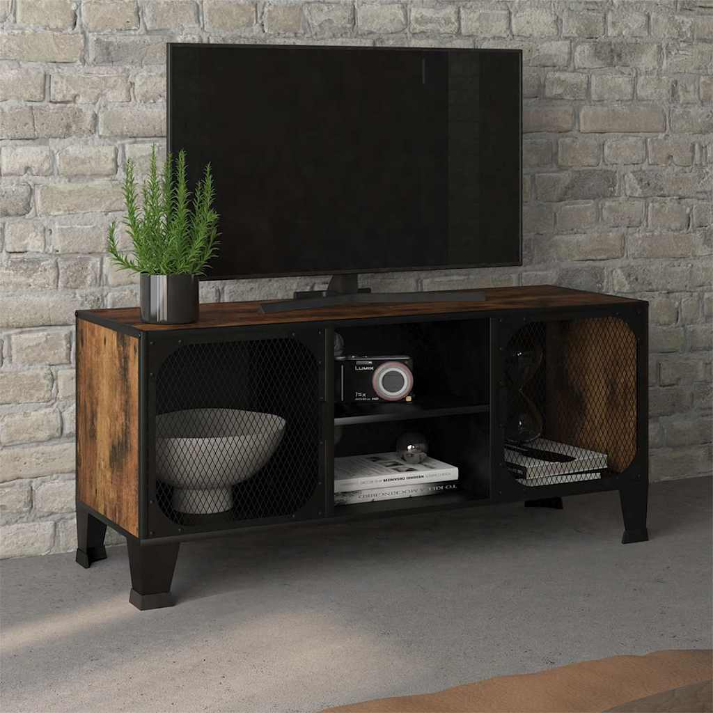 Vidaxl tv-meubel 105x36x47 cm metaal en mdf rustiek bruin