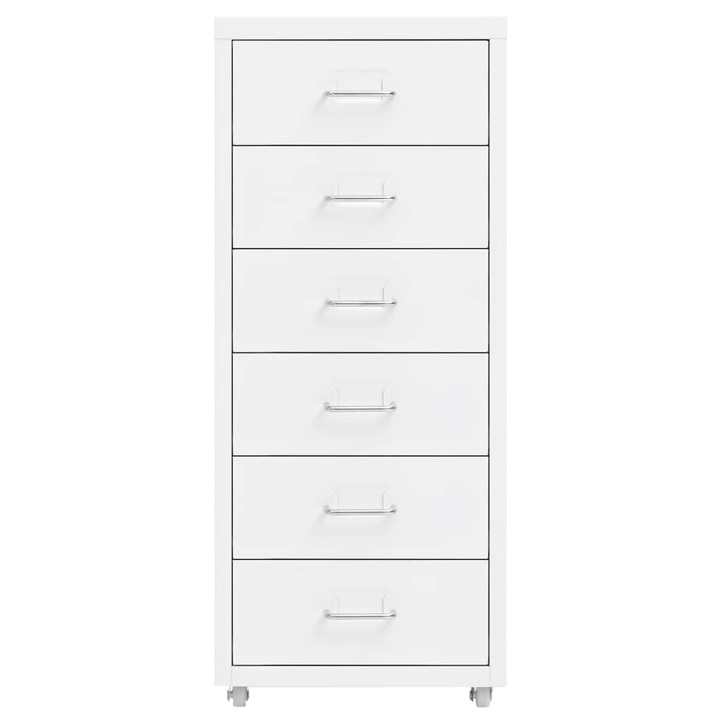 Vidaxl ladeblok verrijdbaar 28x41x69 cm metaal wit