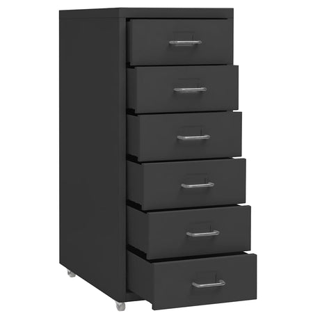 Vidaxl ladeblok verrijdbaar 28x41x69 cm metaal antracietkleurig