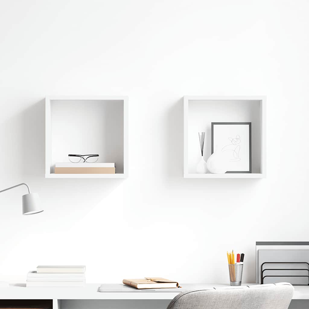 Vidaxl wandschappen kubus 2 st 30x15x30 cm wit