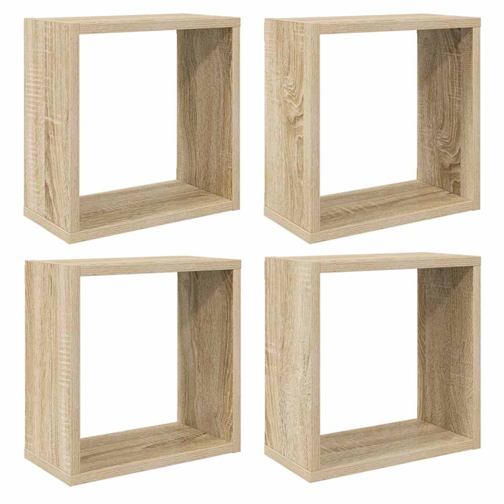 Vidaxl wandschappen kubus 4 st 30x15x30 cm sonoma eikenkleurig