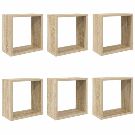 Vidaxl wandschappen kubus 6 st 30x15x30 cm sonoma eikenkleurig