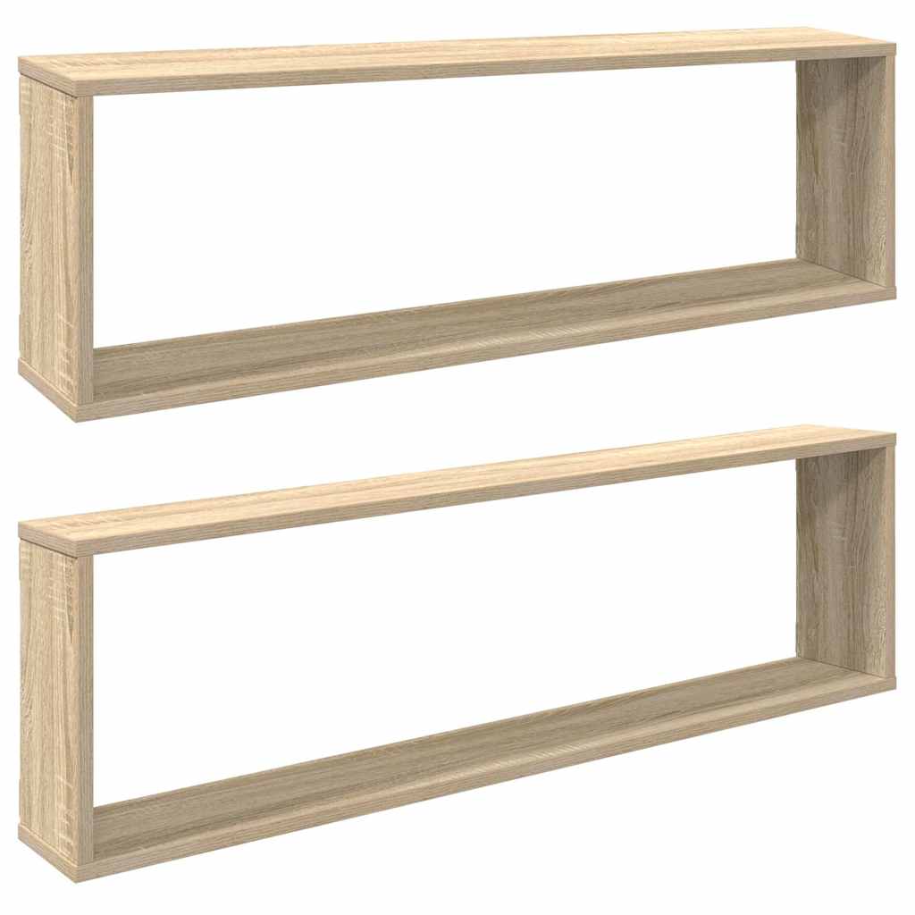 Vidaxl wandschappen kubus 2 st 100x15x30 cm bewerkt hout sonoma eiken