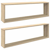 Vidaxl wandschappen kubus 2 st 100x15x30 cm bewerkt hout sonoma eiken