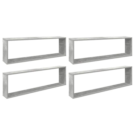 Vidaxl wandschappen kubus 4 st 100x15x30 cm bewerkt hout betongrijs