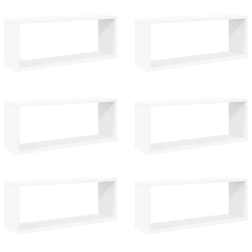 Vidaxl wandschappen kubus 6 st 60x15x23 cm spaanplaat wit