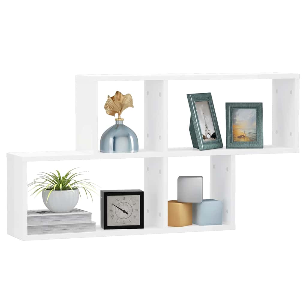 Vidaxl wandschap 100x18x53 cm bewerkt hout hoogglans wit