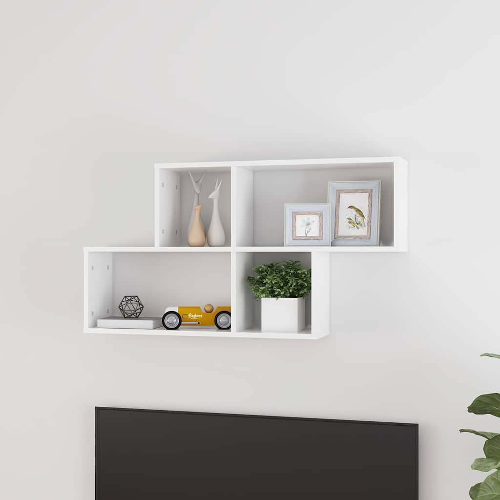 Vidaxl wandschap 100x18x53 cm bewerkt hout hoogglans wit