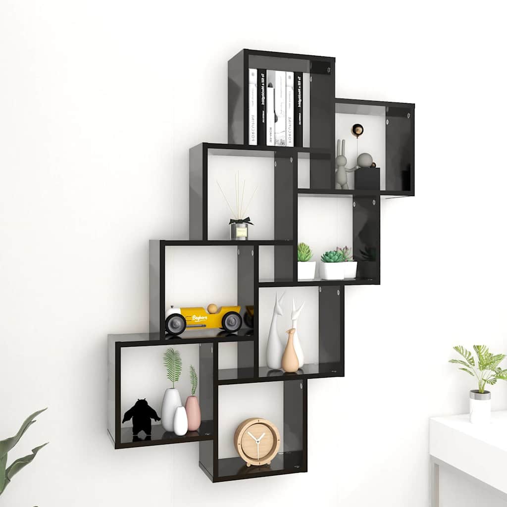 Vidaxl wandschap kubus 90x15x119 cm bewerkt hout zwart
