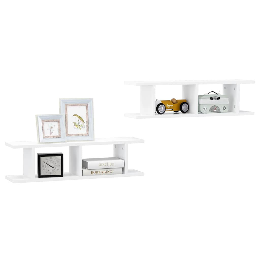 Vidaxl wandschappen 2 st 75x18x20 cm bewerkt hout wit
