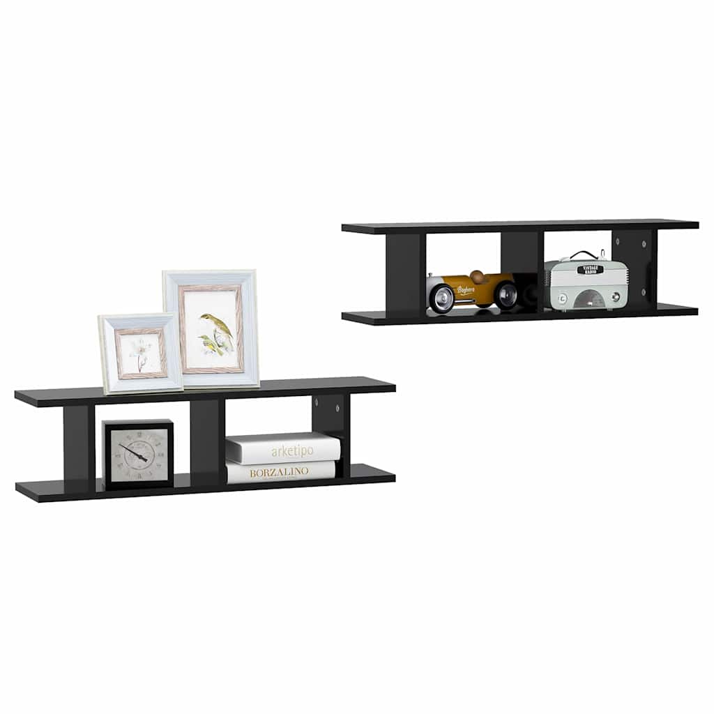 Vidaxl wandschappen 2 st 75x18x20 cm bewerkt hout zwart