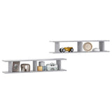 Vidaxl wandschappen 2 st 105x18x20 cm bewerkt hout betongrijs