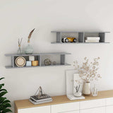 Vidaxl wandschappen 2 st 105x18x20 cm bewerkt hout betongrijs