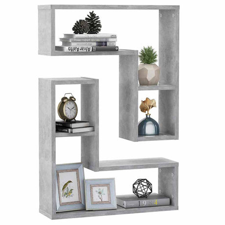 Vidaxl wandschappen 2 st 50x15x50 cm bewerkt hout betongrijs