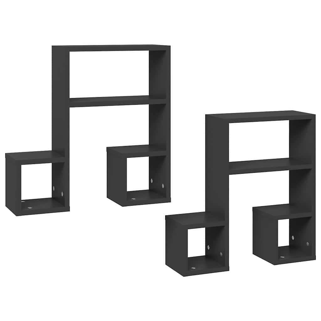 Vidaxl wandschappen 2 st 50x15x50 cm bewerkt hout grijs