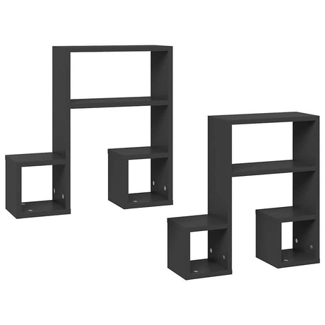 Vidaxl wandschappen 2 st 50x15x50 cm bewerkt hout grijs