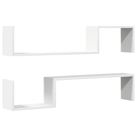 Vidaxl wandschappen 2 st 100x15x20 cm bewerkt hout wit