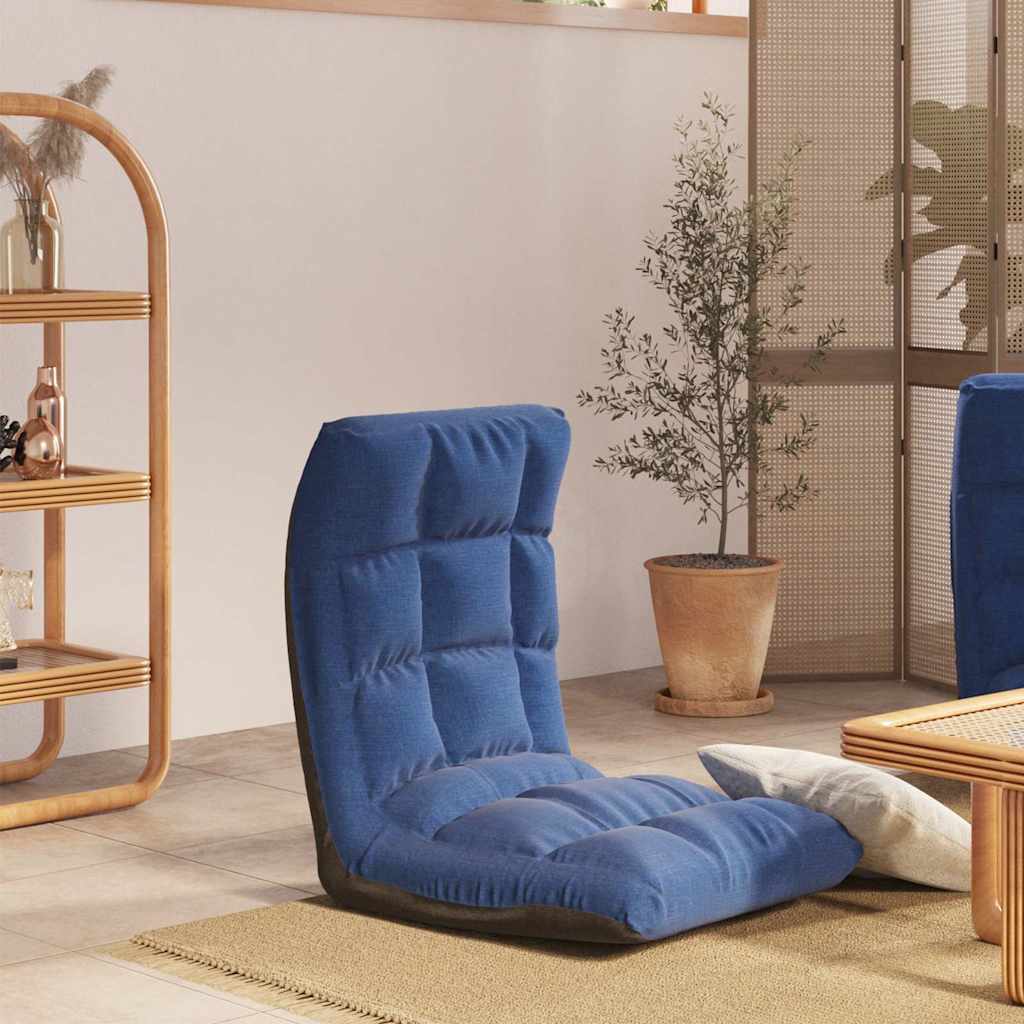Vidaxl vloerstoel inklapbaar stof blauw