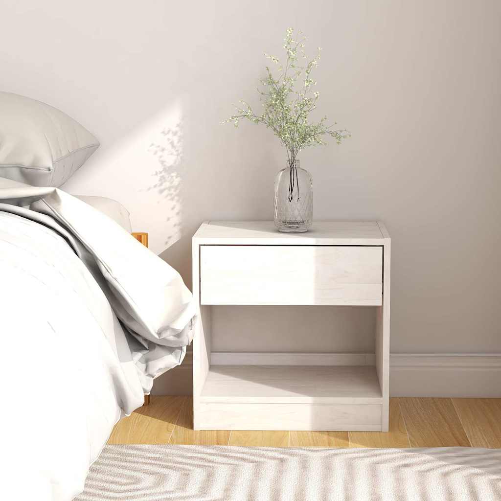 Vidaxl nachtkastje 40x31x40 cm massief grenenhout wit