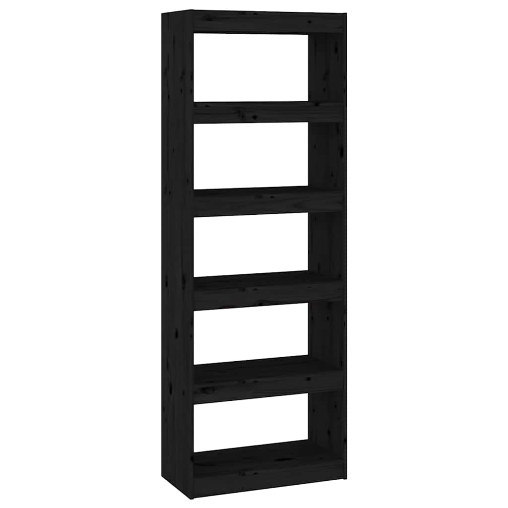 Vidaxl boekenkast kamerscherm 60x30x167,5 cm massief grenenhout zwart