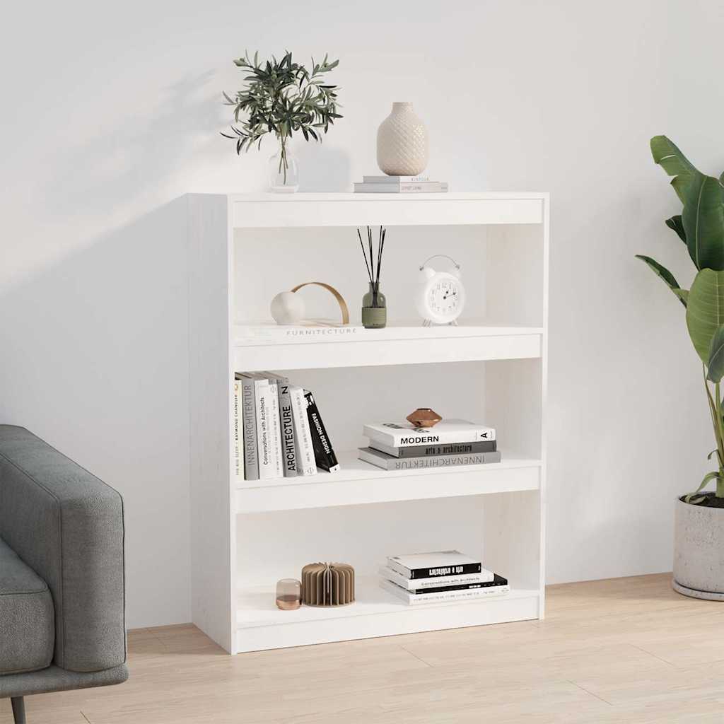 Vidaxl boekenkast kamerscherm 80x30x103,5 cm massief grenenhout wit