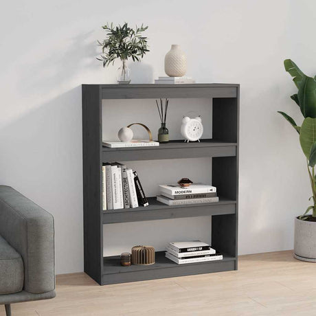 Vidaxl boekenkast kamerscherm 80x30x103,5 cm massief grenenhout grijs