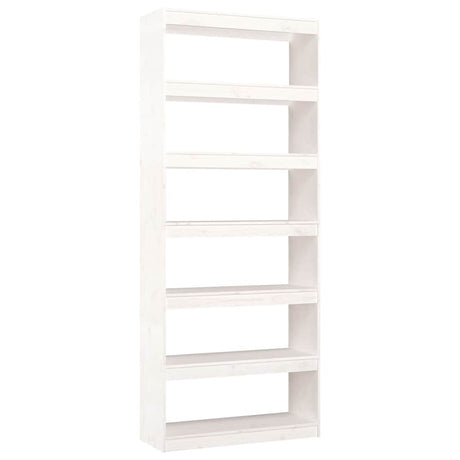 Vidaxl boekenkast kamerscherm 80x30x199,5 cm massief grenenhout wit