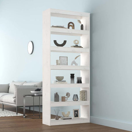 Vidaxl boekenkast kamerscherm 80x30x199,5 cm massief grenenhout wit