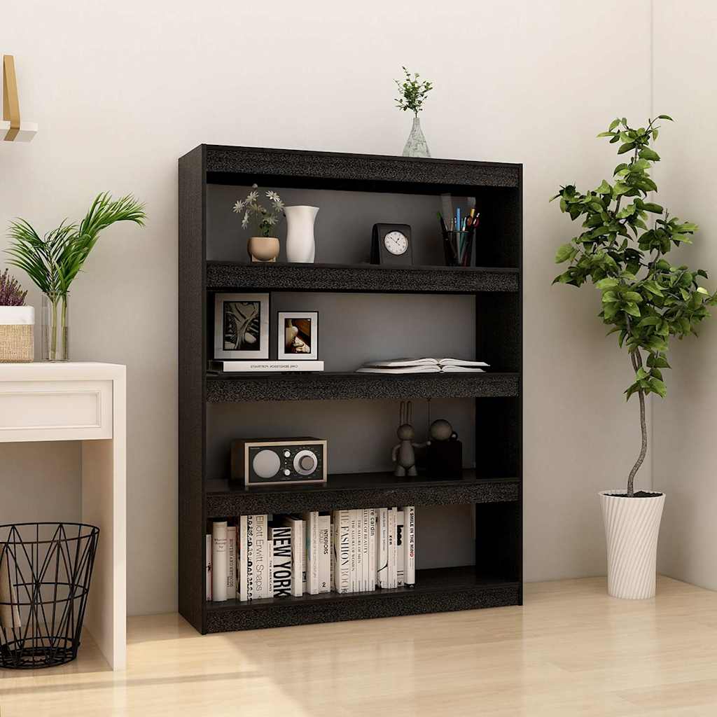 Vidaxl boekenkast kamerscherm 100x30x135,5 cm massief grenenhout zwart