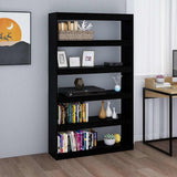 Vidaxl boekenkast kamerscherm 100x30x167,5 cm massief grenenhout zwart