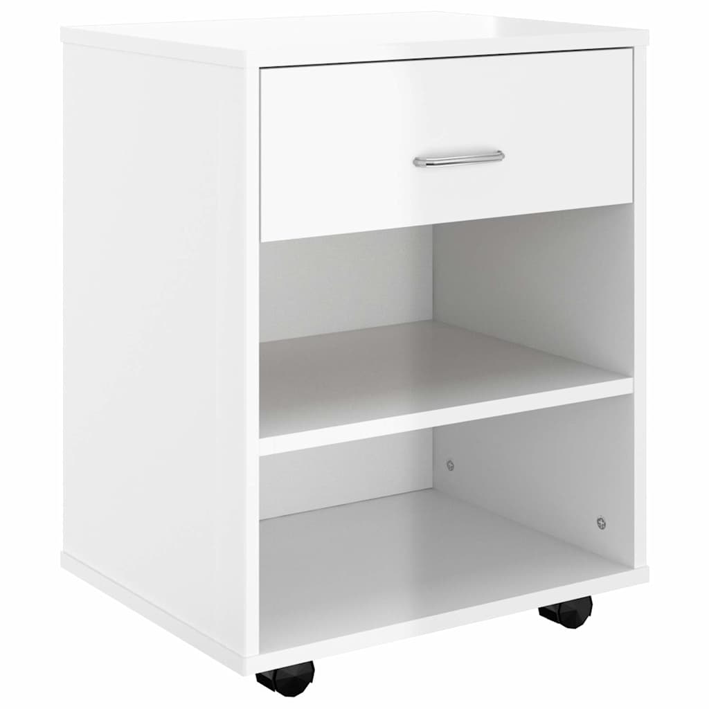 Vidaxl rolkast 46x36x59 cm bewerkt hout hoogglans wit
