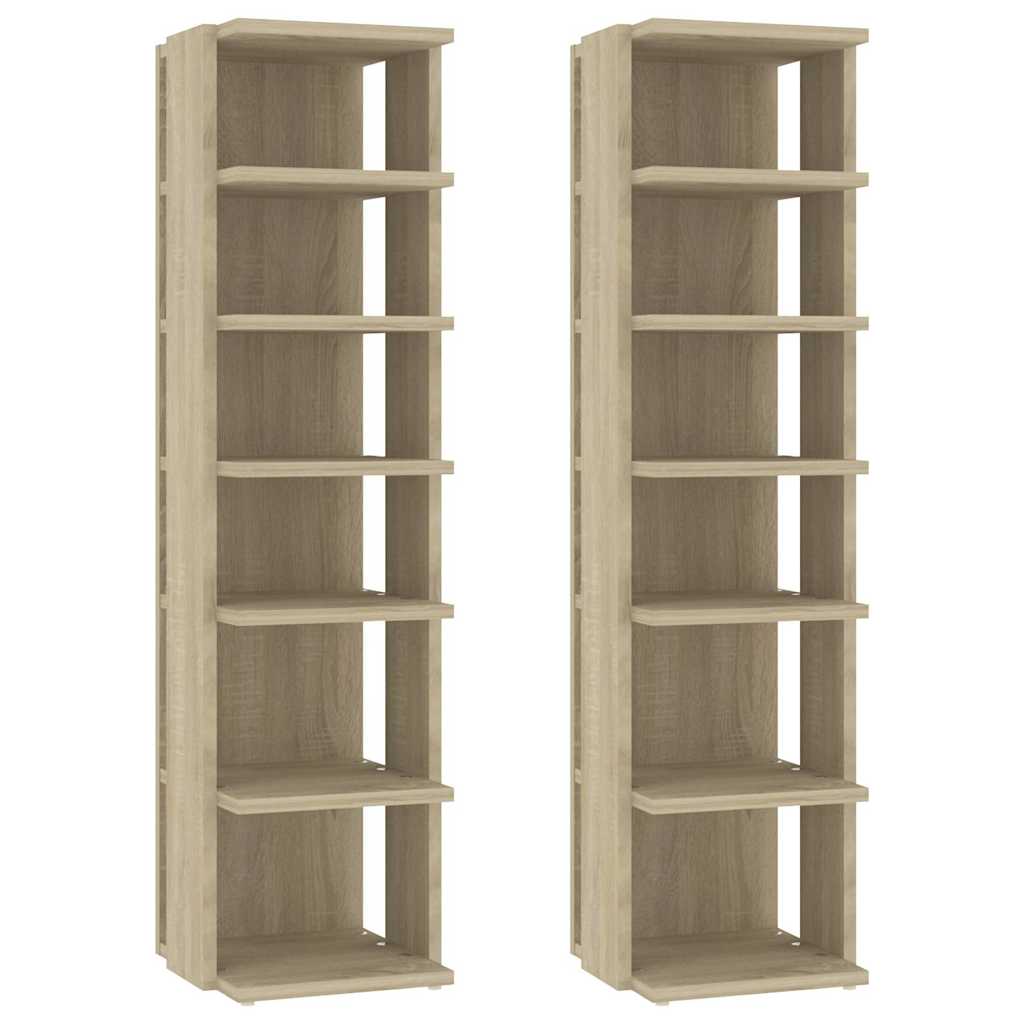 Vidaxl schoenenkasten 2 st 27,5x27x102 cm sonoma eikenkleurig