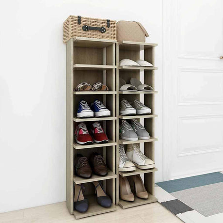 Vidaxl schoenenkasten 2 st 27,5x27x102 cm sonoma eikenkleurig