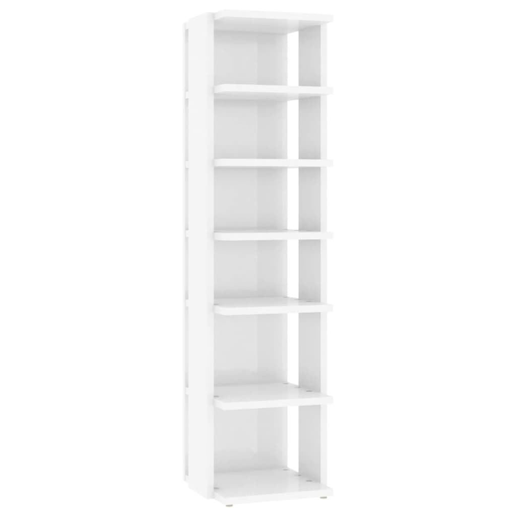 VidaXL shoe cabinet 27.5x27x102 cm processed wood high gloss white