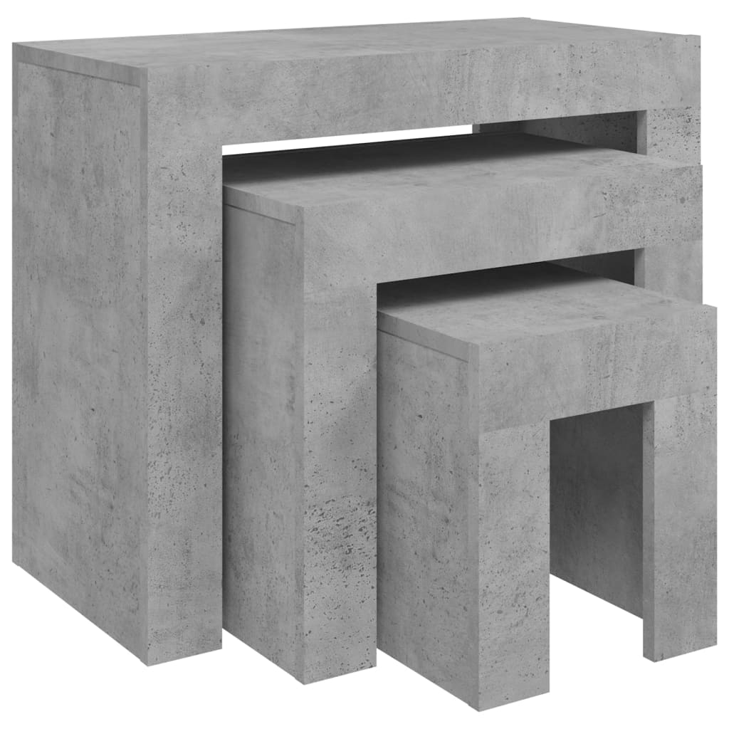 Vidaxl 3-delige tafeltjesset bewerkt hout betongrijs